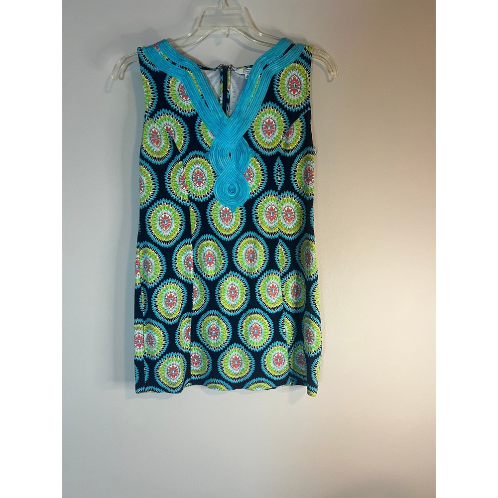 Crown & Ivy Womens Medallion Print Sleeveless Shift Dress Turquoise Soutache‎ S
